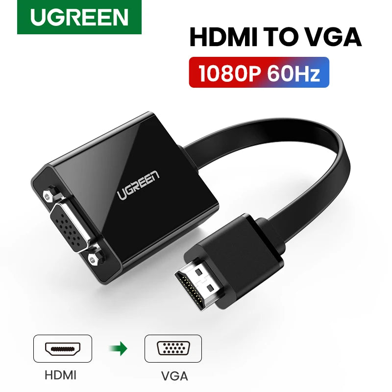 HDMI to VGA Adapter with 3.5mm Audio Jack 1080P