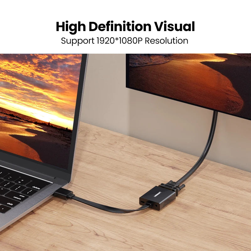 HDMI to VGA Adapter with 3.5mm Audio Jack 1080P