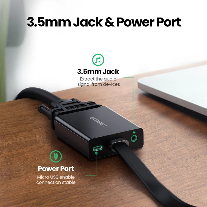 HDMI to VGA Adapter with 3.5mm Audio Jack 1080P