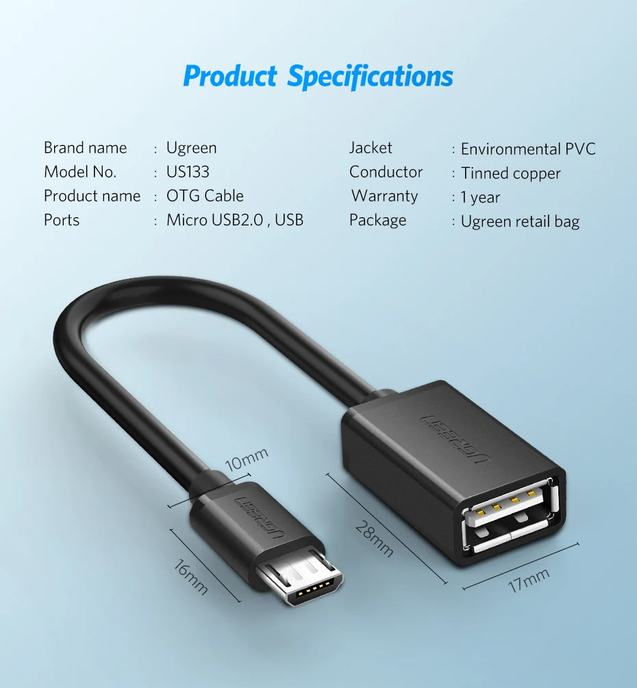 Micro USB to USB 2.0 OTG Adapter Cable