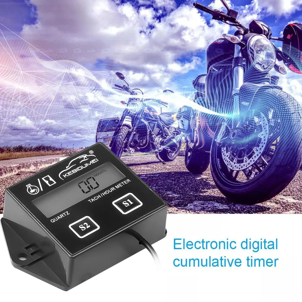 Digital Engine Tachometer and Hour Meter for Gas Engines