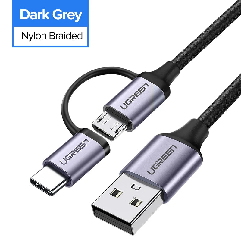 2-in-1 USB-C and Micro USB Fast Charging Data Cable