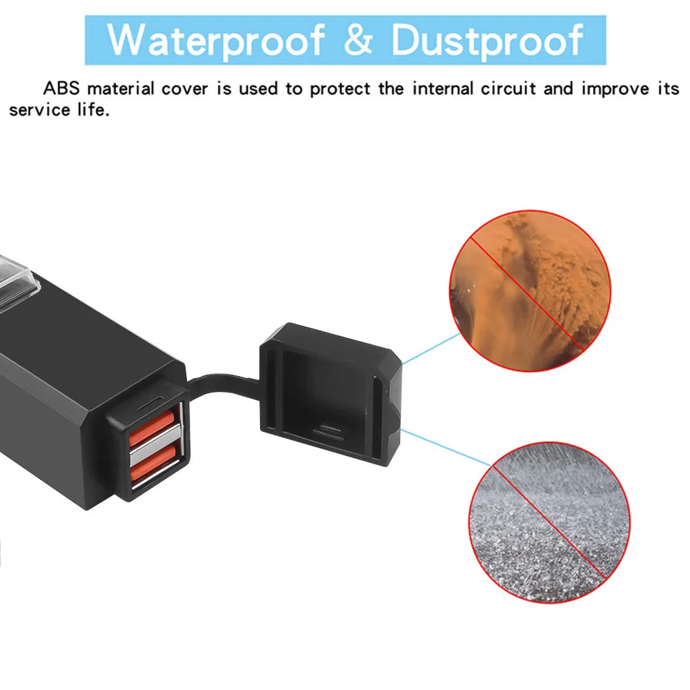 Waterproof Motorcycle Dual USB Charger with Quick Charge 3.0