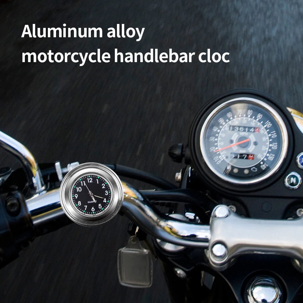 Aluminum Alloy Motorcycle Handlebar Quartz Clock for 22-25mm Bars