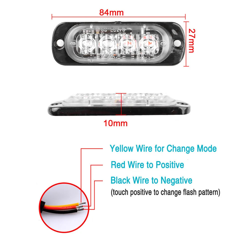 4 LED Side Marker Indicator Light for Cars Trucks Trailers 12V 24V