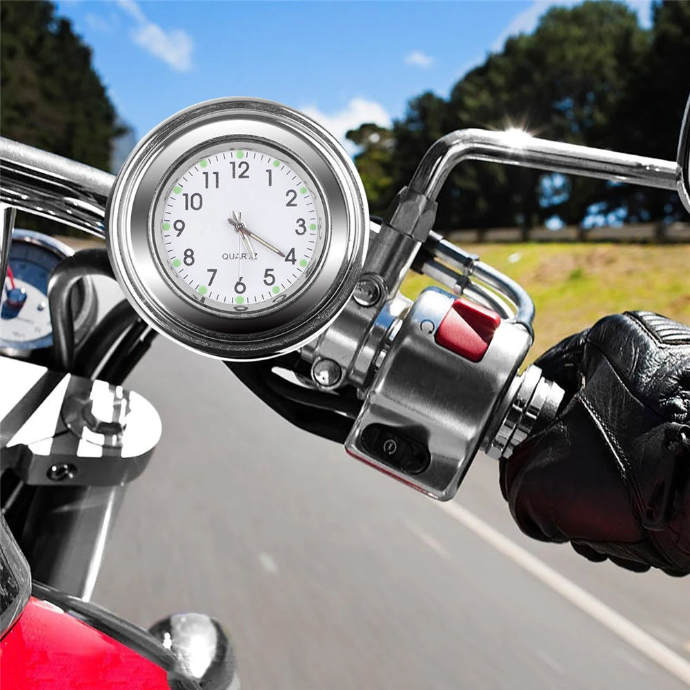 Aluminum Quartz Handlebar Clock for 22mm-25mm Motorcycle Scooter Bike