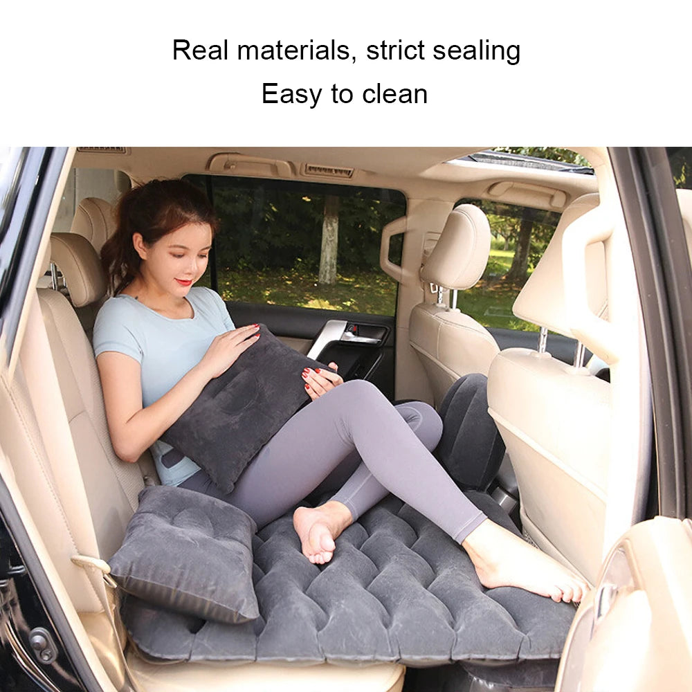 Inflatable Car Back Seat Mattress Bed with Pillows and Storage Bag