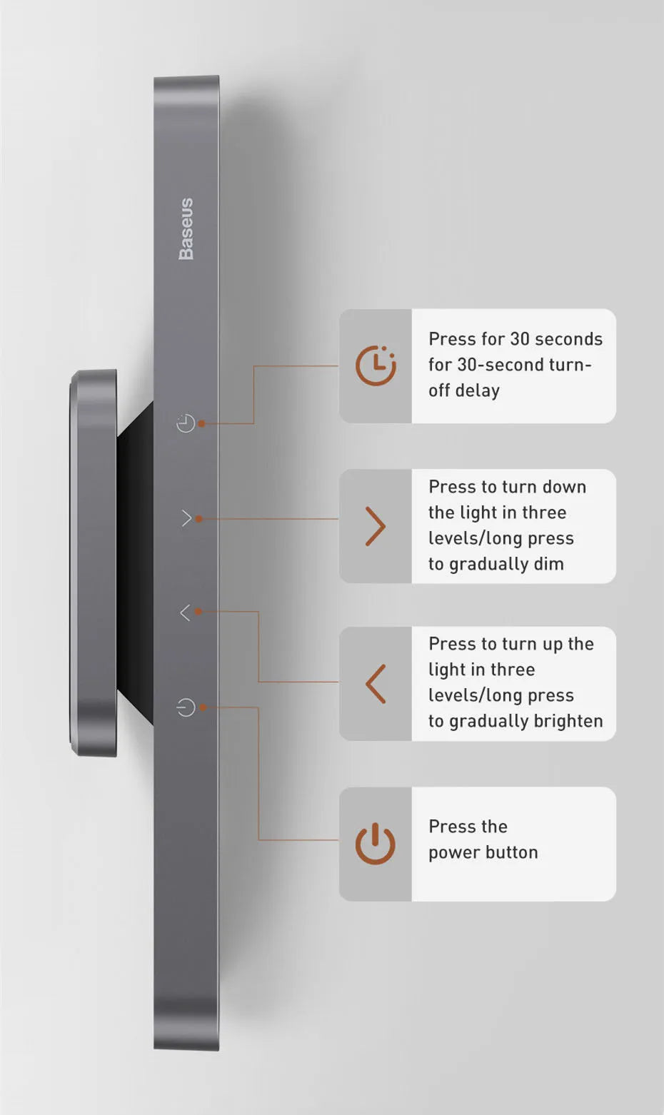 Magnetic Rechargeable LED Desk Lamp with Stepless Dimming