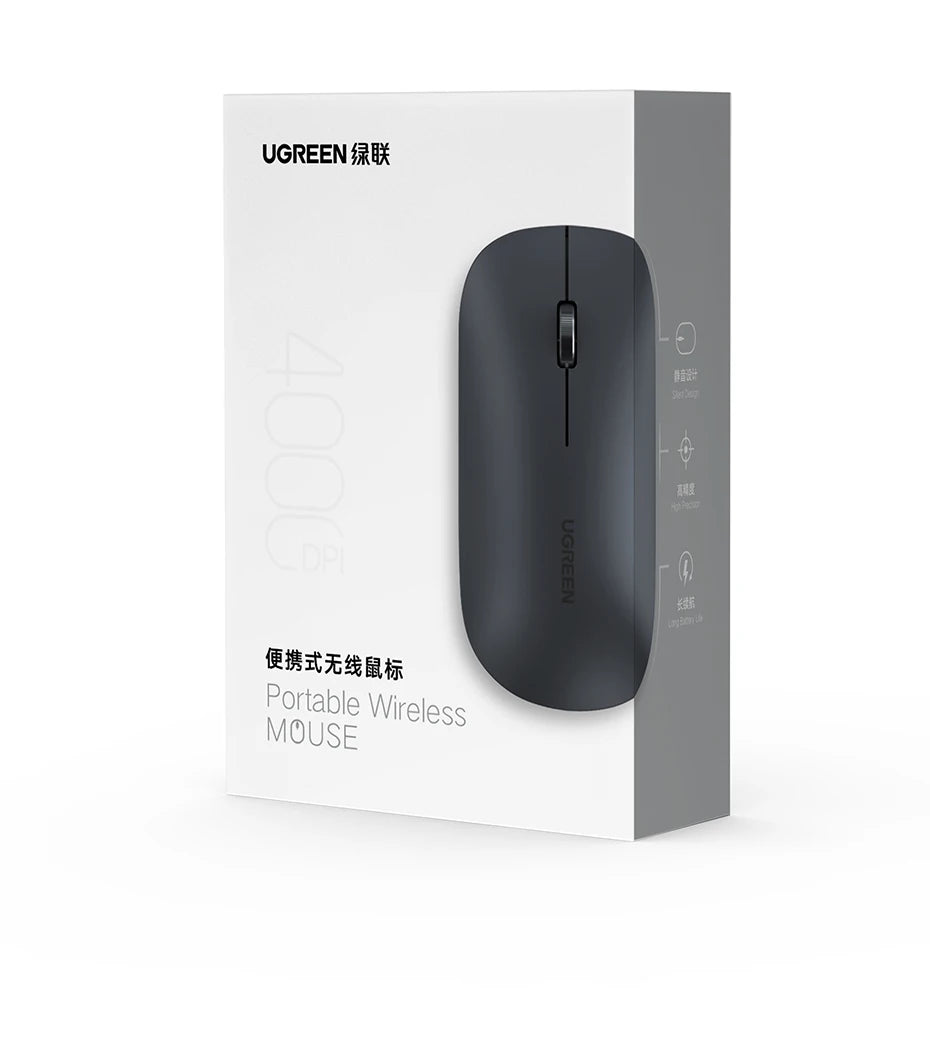 Silent Wireless Mouse with Bluetooth 5.0 and 4000 DPI