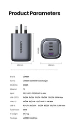 100W 4-Port GaN Fast Wall Charger with UK Plug