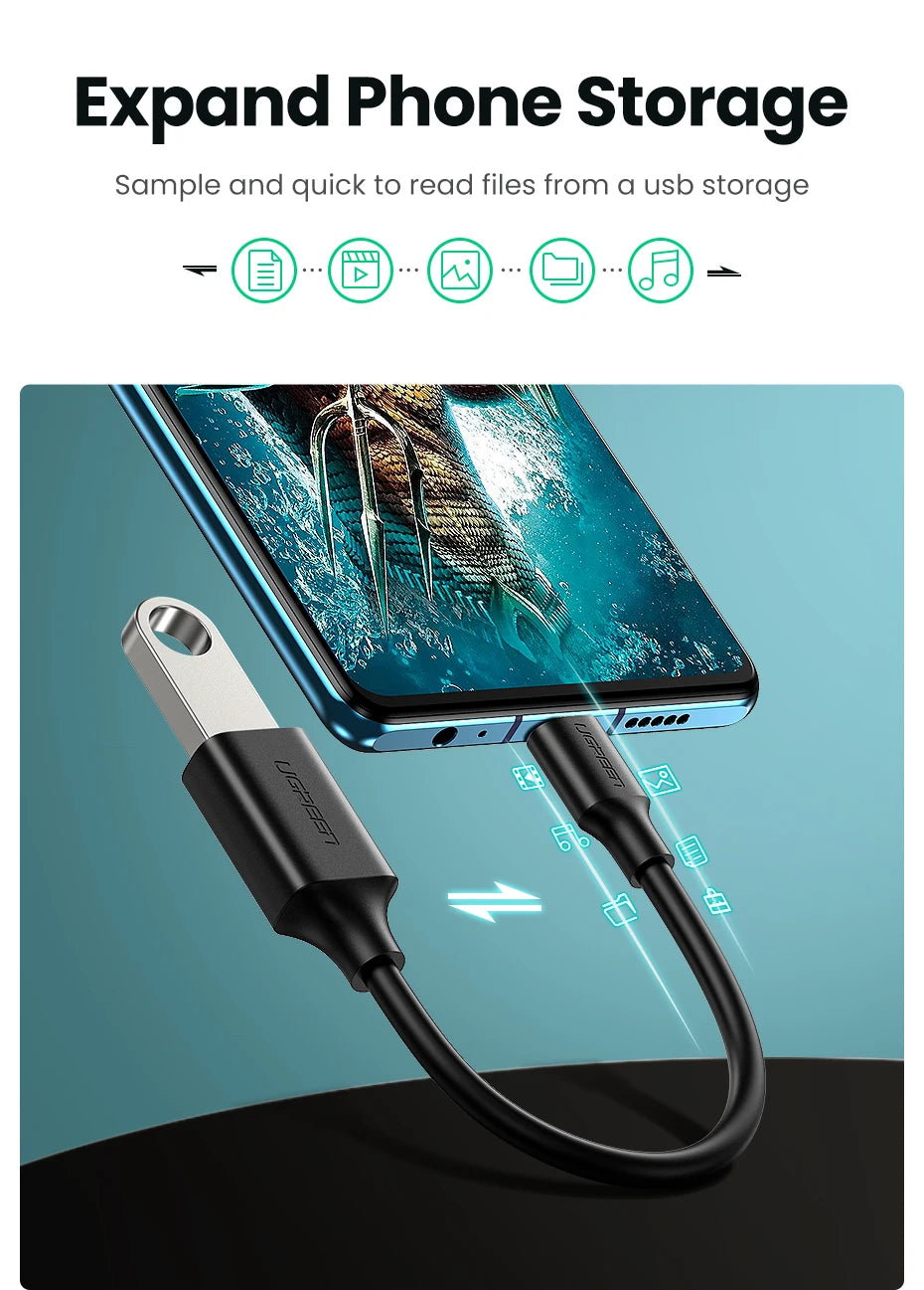 USB-C to USB 3.0 OTG Adapter Cable for Smartphones and Tablets - 9