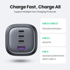 100W 4-Port GaN Fast Wall Charger with UK Plug