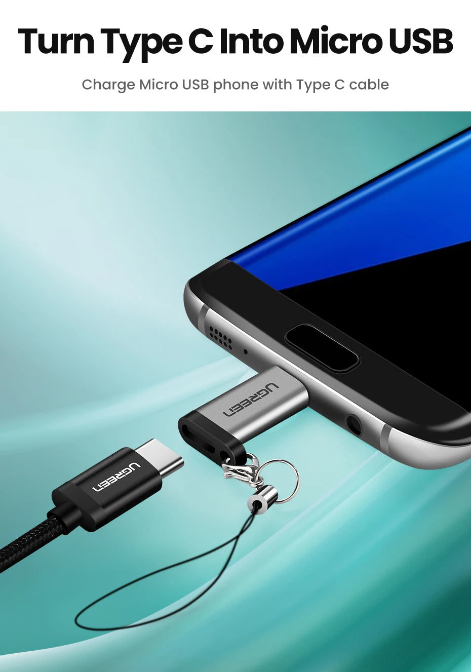 Micro USB Male to Type-C Female Charging and Data Adapter - 10
