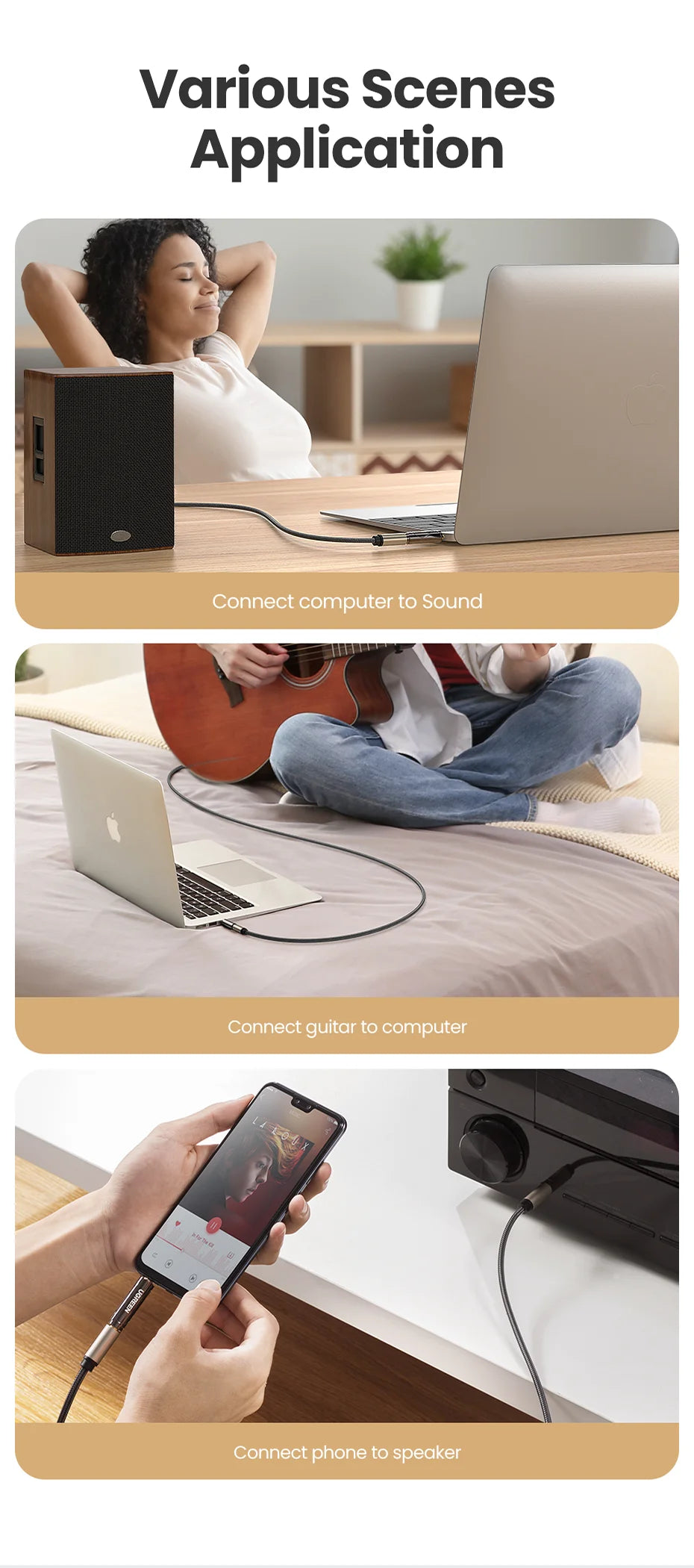 3.5mm to 6.35mm Stereo Audio Adapter Jack