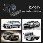 Dual Port USB-C PD and QC 3.0 Car Charger with LED Voltmeter