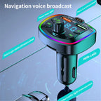 Bluetooth 5.0 FM Transmitter Car Charger PD 18W USB Dual Port Adapter