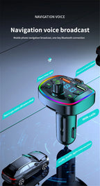 Bluetooth 5.0 FM Transmitter Car Charger PD 18W USB Dual Port Adapter