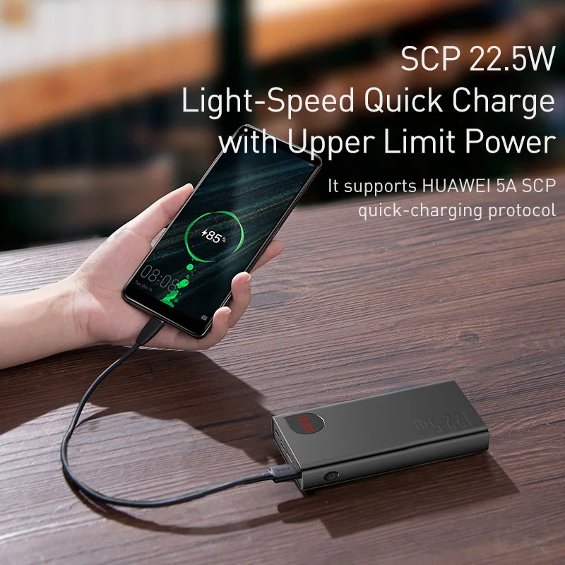 22.5W Fast Charging Portable Power Bank with LED Digital Display