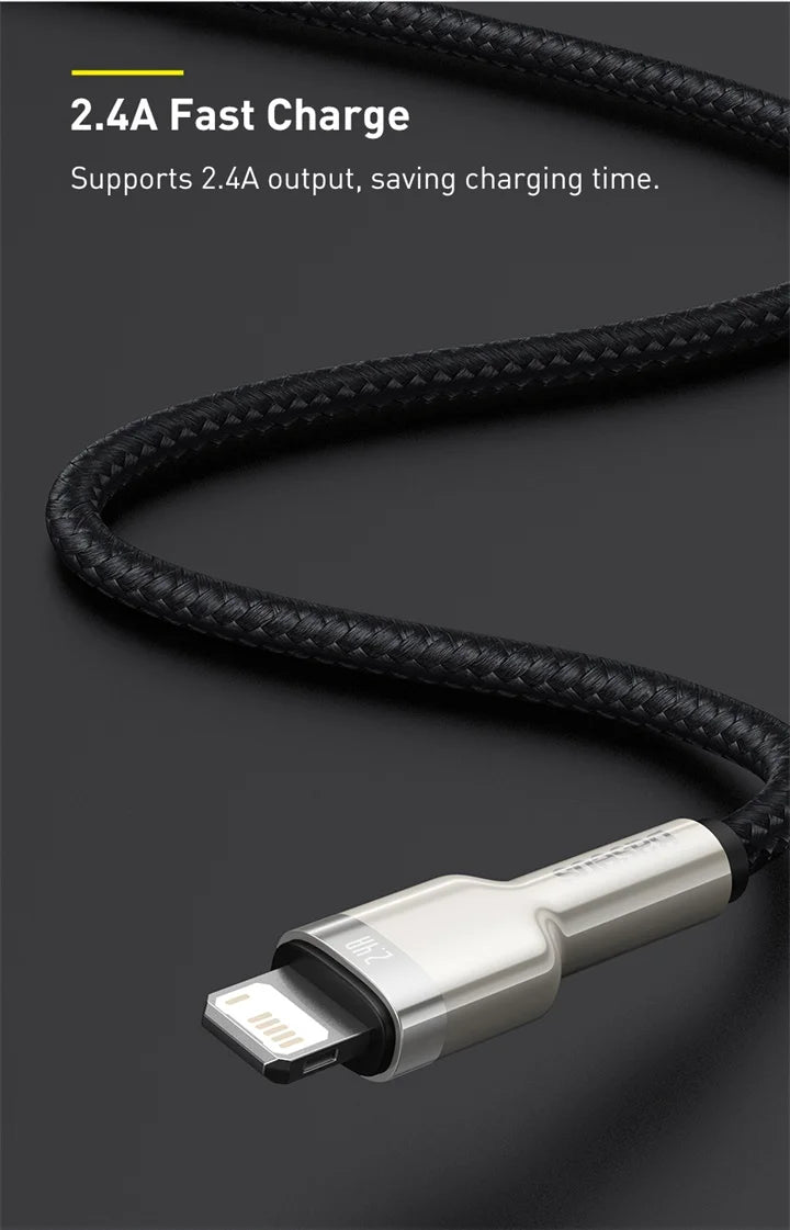 2.4A Fast Charging Braided USB Cable for iPhone - 15
