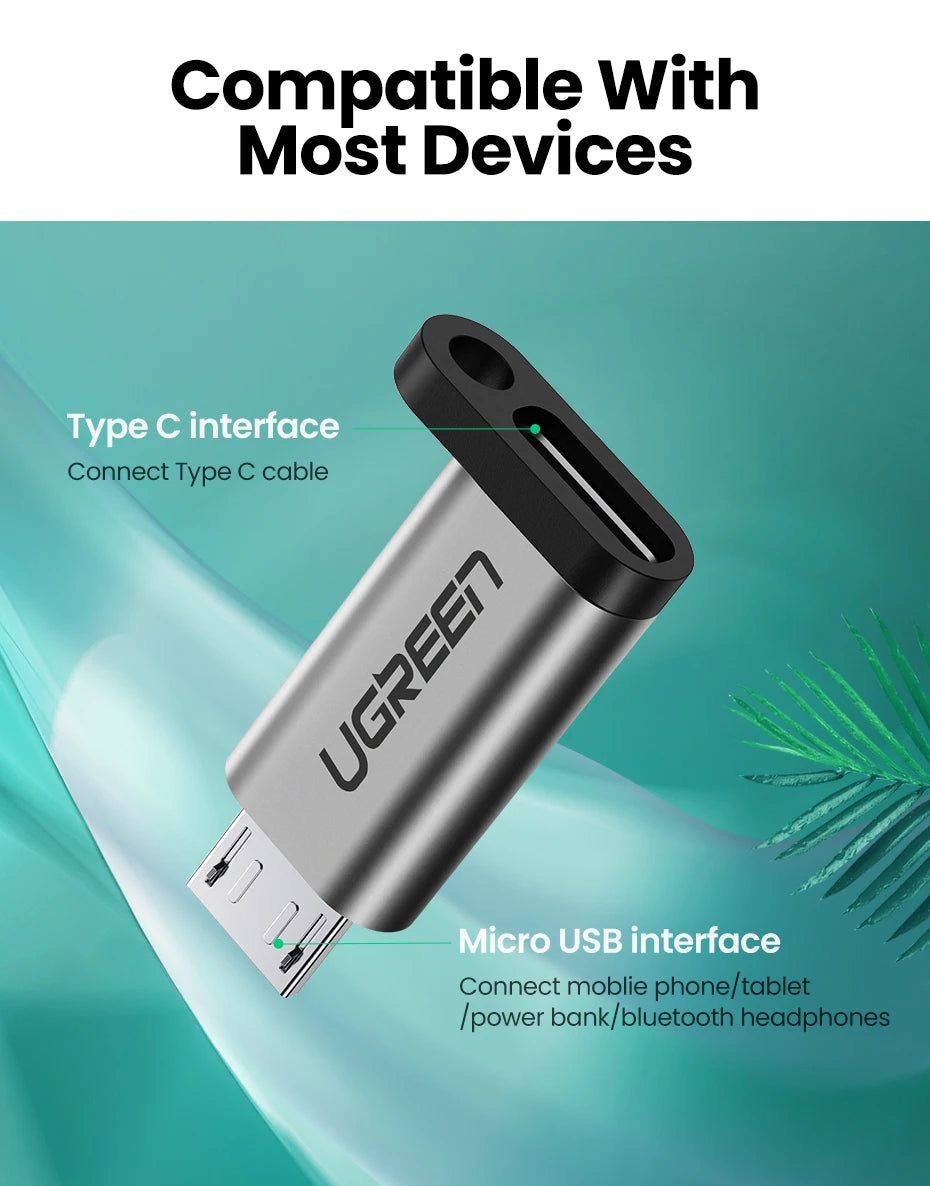 Micro USB Male to Type-C Female Charging and Data Adapter - 8