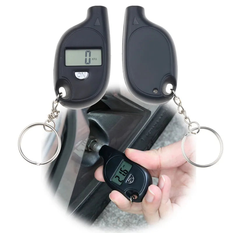 Mini Digital LCD Tire Pressure Gauge Keychain for Cars and Motorcycles