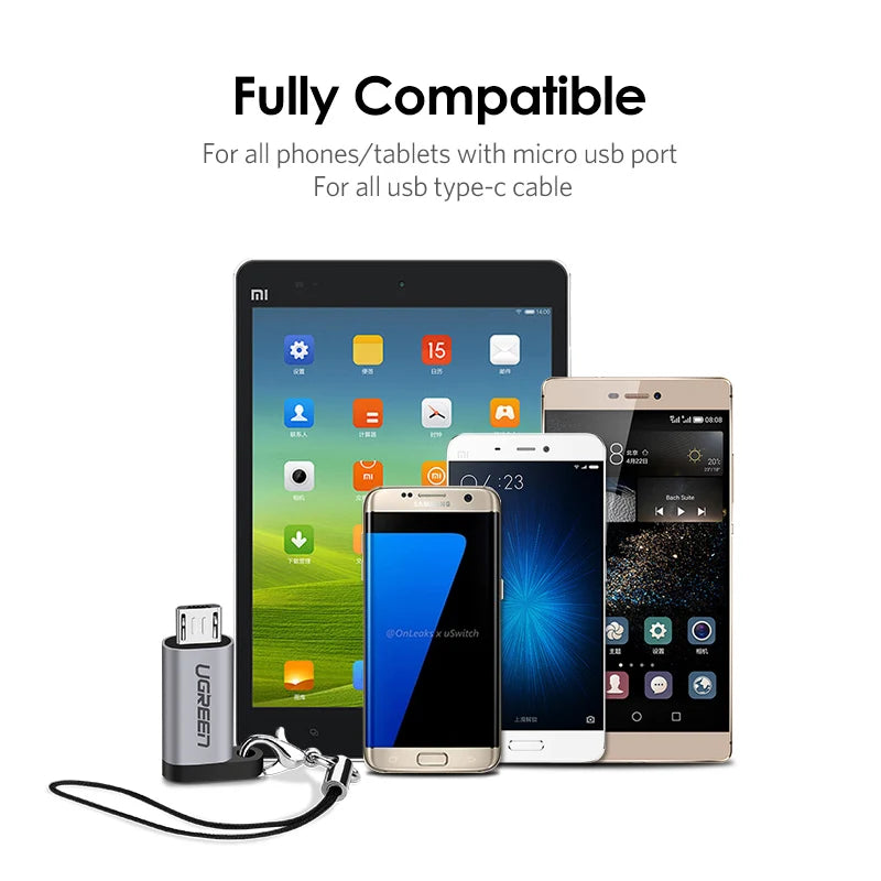 Micro USB Male to Type-C Female Charging and Data Adapter