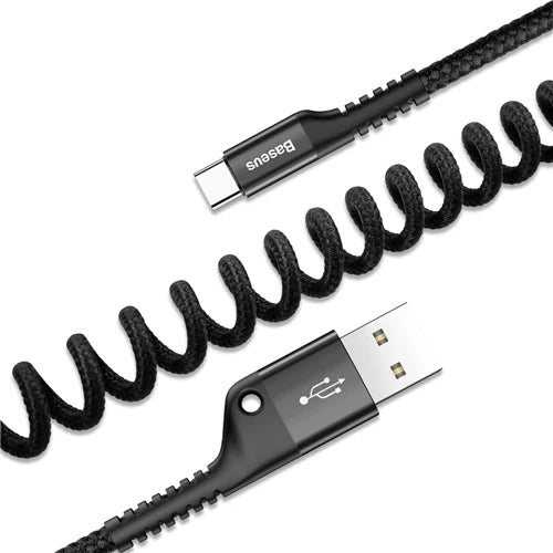 Retractable Spring USB-C Charging and Data Cable