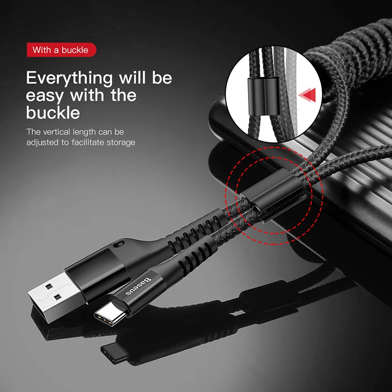 Retractable Spring USB-C Charging and Data Cable