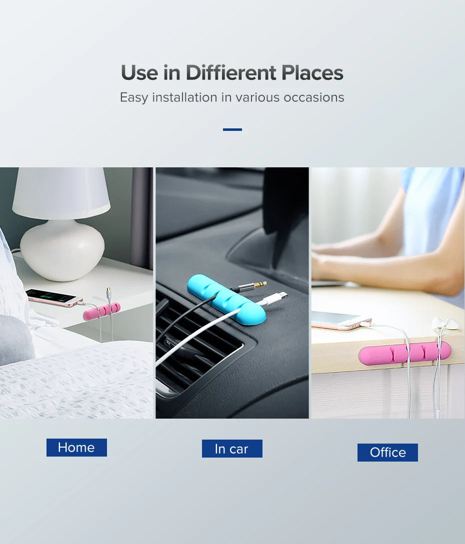 Flexible Silicone Cable Management Clips for Desk