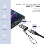 Micro USB Male to Type-C Female Charging and Data Adapter