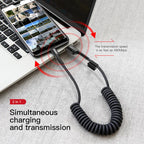 Retractable Spring USB-C Charging and Data Cable