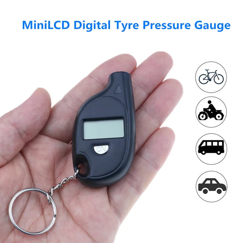 Mini Digital LCD Tire Pressure Gauge Keychain for Cars and Motorcycles