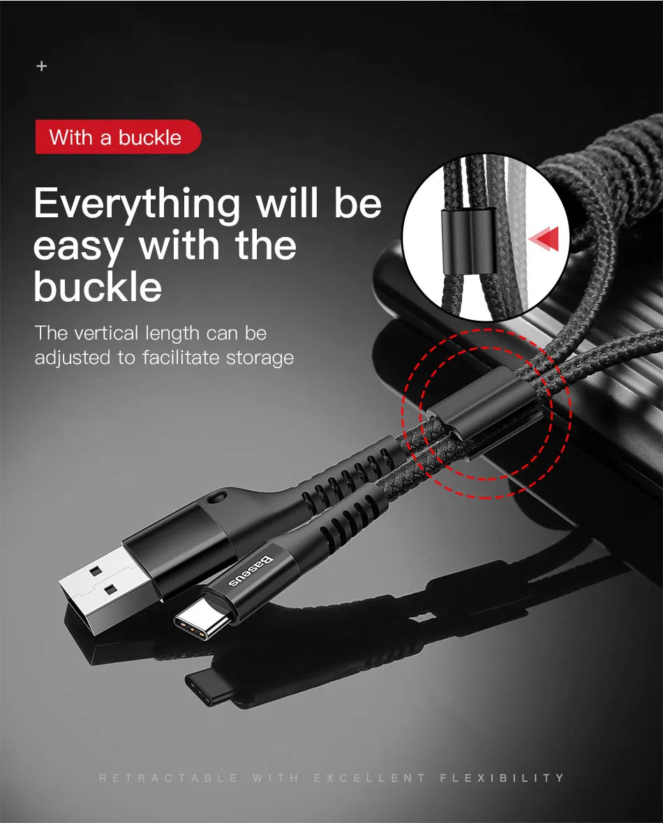 Retractable Spring USB-C Charging and Data Cable