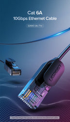 Cat 6A Ultra Slim Ethernet Cable 10Gbps High-Speed Network Cord