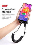 Retractable Spring USB-C Charging and Data Cable