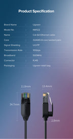 Cat 6A Ultra Slim Ethernet Cable 10Gbps High-Speed Network Cord