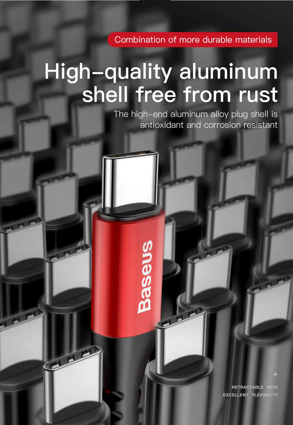 Retractable Spring USB-C Charging and Data Cable