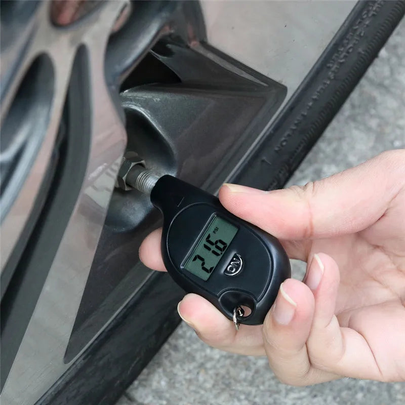 Mini Digital LCD Tire Pressure Gauge Keychain for Cars and Motorcycles