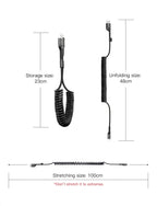 Retractable Spring USB-C Charging and Data Cable