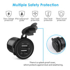 3.1A Dual USB Port Car Charger Socket for 12V 24V Vehicles