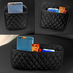Adhesive PU Leather Car Storage Pocket Organizer for Phone and Keys