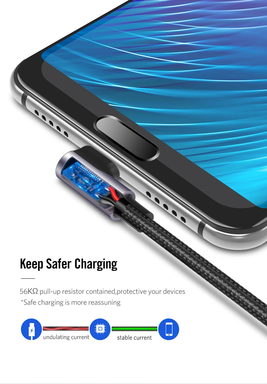 90 Degree Right-Angle USB-C Fast Charging Data Cable - 13