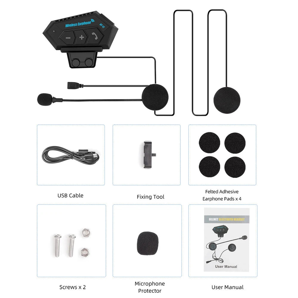 Bluetooth 5.0 Motorcycle Helmet Wireless Headset Handsfree Stereo Speaker