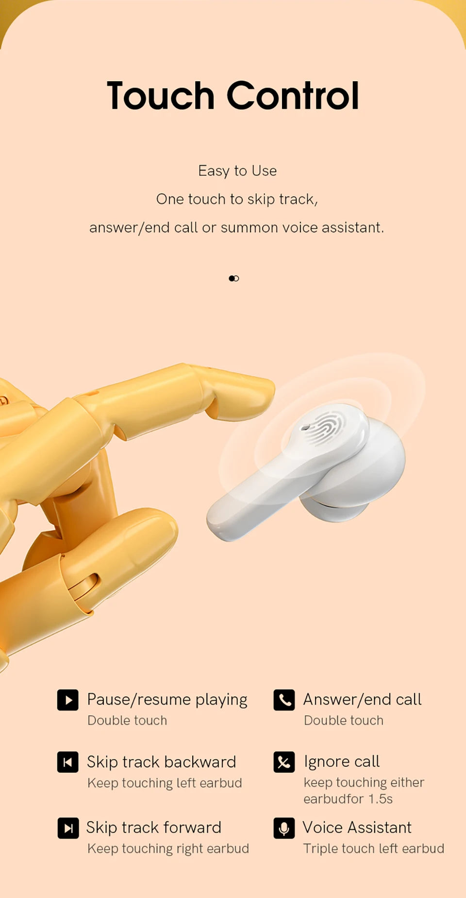 Wireless Bluetooth 5.1 Noise-Canceling Earbuds with Charging Case