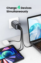 100W 4-Port GaN Fast Wall Charger with UK Plug