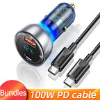 65W Dual Port Fast Car Charger with Voltage Display