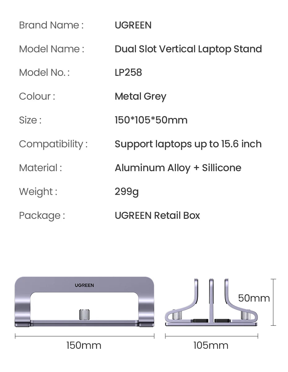 Adjustable Dual Slot Vertical Laptop Stand - 19