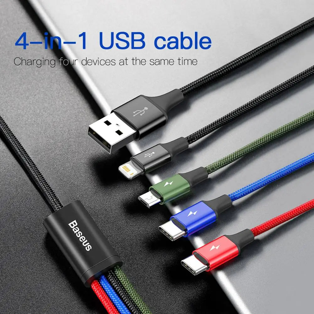 Multi-Port USB Fast Charging Cable for iPhone Android and Type-C