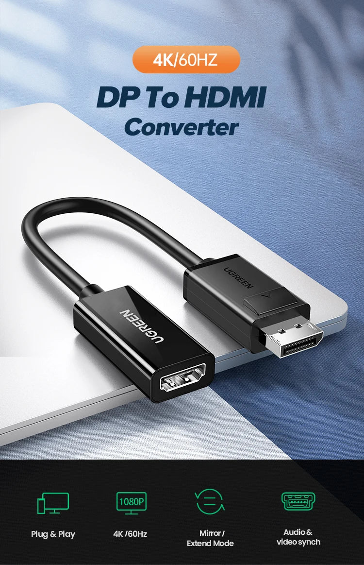 4K DisplayPort to HDMI Adapter for Laptops and Monitors