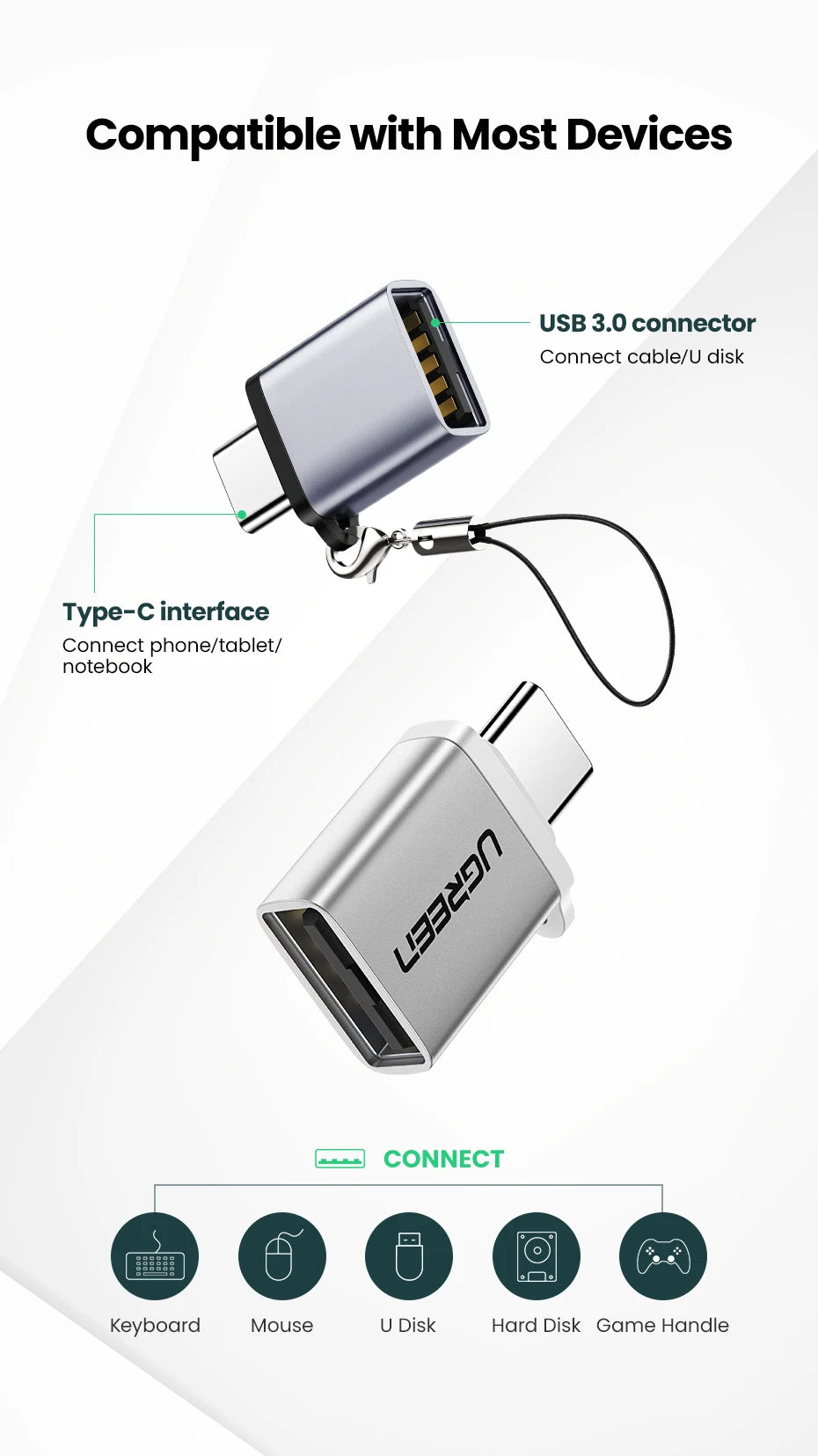 USB-C to USB 3.0 OTG Adapter for Smartphones and Laptops